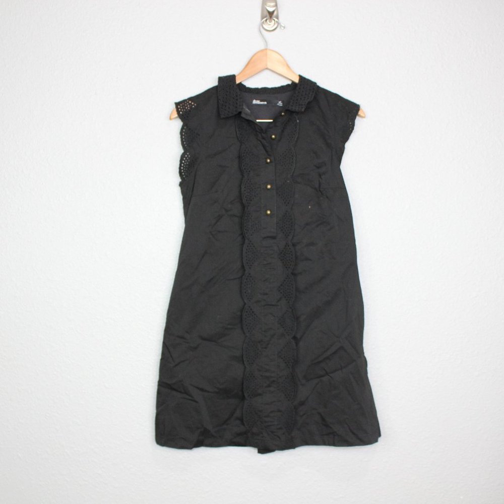 Dear Creatures Black Crochet Lace Trim Mini Dress